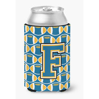 "Caroline's Treasures CJ1077-FCC Letter F Football Blue and Gold Can or Bottle Hugger, Multicolor"