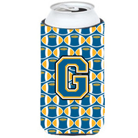 Letter G Football Blue and Gold Tall Boy Beverage Insulator Hugger CJ1077-GTBC