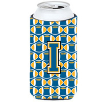 Letter I Football Blue and Gold Tall Boy Beverage Insulator Hugger CJ1077-ITBC
