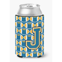 "Caroline's Treasures CJ1077-JCC Letter J Football Blue and Gold Can or Bottle Hugger, Multicolor"