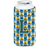Letter L Football Blue and Gold Tall Boy Beverage Insulator Hugger CJ1077-LTBC