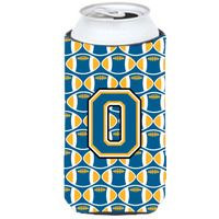 Letter O Football Blue and Gold Tall Boy Beverage Insulator Hugger CJ1077-OTBC