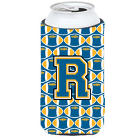 Letter R Football Blue and Gold Tall Boy Beverage Insulator Hugger CJ1077-RTBC
