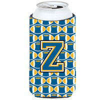 Letter Z Football Blue and Gold Tall Boy Beverage Insulator Hugger CJ1077-ZTBC