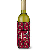 Letter F Football Garnet and Gold Wine Bottle Beverage Insulator Hugger CJ1078-FLITERK