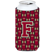 Letter F Football Garnet and Gold Tall Boy Beverage Insulator Hugger CJ1078-FTBC