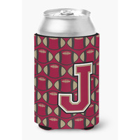 "Caroline's Treasures CJ1078-JCC Letter J Football Garnet and Gold Can or Bottle Hugger, Multicolor"