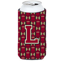 Letter L Football Garnet and Gold Tall Boy Beverage Insulator Hugger CJ1078-LTBC