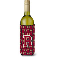 Letter R Football Garnet and Gold Wine Bottle Beverage Insulator Hugger CJ1078-RLITERK