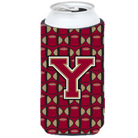 Letter Y Football Garnet and Gold Tall Boy Beverage Insulator Hugger CJ1078-YTBC