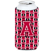 Letter A Football Crimson and White Tall Boy Beverage Insulator Hugger CJ1079-ATBC