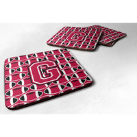 "Caroline's Treasures CJ1079-GFC Letter G Football Crimson and White Foam Coaster (Set of 4), 3.5"", Multicolor"