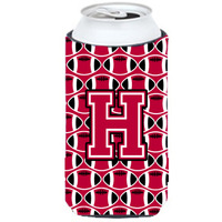 Letter H Football Crimson and White Tall Boy Beverage Insulator Hugger CJ1079-HTBC