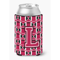 "Caroline's Treasures CJ1079-LCC Letter L Football Crimson and White Can or Bottle Hugger, Multicolor"