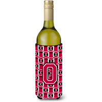 Letter O Football Crimson and White Wine Bottle Beverage Insulator Hugger CJ1079-OLITERK