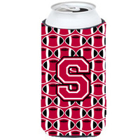 Letter S Football Crimson and White Tall Boy Beverage Insulator Hugger CJ1079-STBC