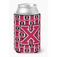 "Caroline's Treasures CJ1079-XCC Letter X Football Crimson and White Can or Bottle Hugger, Multicolor"
