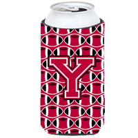 Letter Y Football Crimson and White Tall Boy Beverage Insulator Hugger CJ1079-YTBC