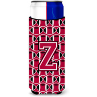 Letter Z Football Crimson and White Ultra Beverage Insulators for slim cans CJ1079-ZMUK