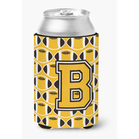 "Caroline's Treasures CJ1080-BCC Letter B Football Black, Old Gold and White Can or Bottle Hugger, Multicolor"