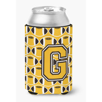 "Caroline's Treasures CJ1080-GCC Letter G Football Black, Old Gold and White Can or Bottle Hugger, Multicolor"