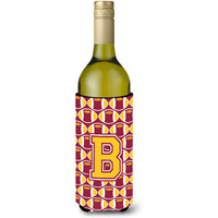 Letter B Football Maroon and Gold Wine Bottle Beverage Insulator Hugger CJ1081-BLITERK