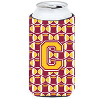 Letter C Football Maroon and Gold Tall Boy Beverage Insulator Hugger CJ1081-CTBC
