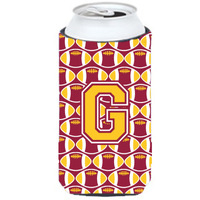 Letter G Football Maroon and Gold Tall Boy Beverage Insulator Hugger CJ1081-GTBC