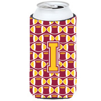 Letter I Football Maroon and Gold Tall Boy Beverage Insulator Hugger CJ1081-ITBC
