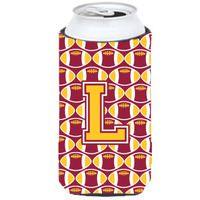 Letter L Football Maroon and Gold Tall Boy Beverage Insulator Hugger CJ1081-LTBC