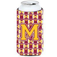 Letter M Football Maroon and Gold Tall Boy Beverage Insulator Hugger CJ1081-MTBC