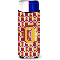 Letter O Football Maroon and Gold Ultra Beverage Insulators for slim cans CJ1081-OMUK