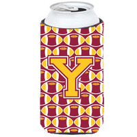 Letter Y Football Maroon and Gold Tall Boy Beverage Insulator Hugger CJ1081-YTBC