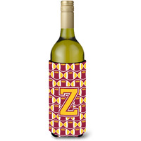 Letter Z Football Maroon and Gold Wine Bottle Beverage Insulator Hugger CJ1081-ZLITERK