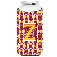 Letter Z Football Maroon and Gold Tall Boy Beverage Insulator Hugger CJ1081-ZTBC