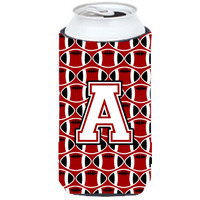 Letter A Football Cardinal and White Tall Boy Beverage Insulator Hugger CJ1082-ATBC