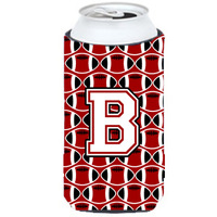 Letter B Football Cardinal and White Tall Boy Beverage Insulator Hugger CJ1082-BTBC
