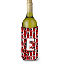 Letter E Football Cardinal and White Wine Bottle Beverage Insulator Hugger CJ1082-ELITERK