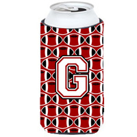 Letter G Football Cardinal and White Tall Boy Beverage Insulator Hugger CJ1082-GTBC