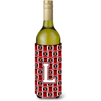 Letter L Football Cardinal and White Wine Bottle Beverage Insulator Hugger CJ1082-LLITERK