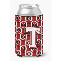"Caroline's Treasures CJ1082-TCC Letter T Football Cardinal and White Can or Bottle Hugger, Multicolor"