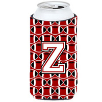 Letter Z Football Cardinal and White Tall Boy Beverage Insulator Hugger CJ1082-ZTBC