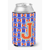 "Caroline's Treasures CJ1083-JCC Letter J Football Green, Blue and Orange Can or Bottle Hugger, Multicolor"