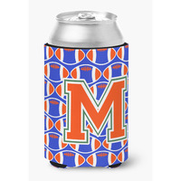 "Caroline's Treasures CJ1083-MCC Letter M Football Green, Blue and Orange Can or Bottle Hugger, Multicolor"