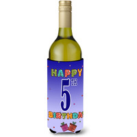 Happy 5th Birthday Wine Bottle Beverage Insulator Hugger CJ1096LITERK