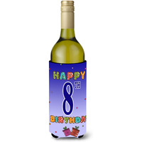 Happy 8th Birthday Wine Bottle Beverage Insulator Hugger CJ1099LITERK