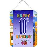 "Caroline's Treasures CJ1101DS1216 Happy 10th Birthday Wall or Door Hanging Prints, 16 x 12"", Multicolor"