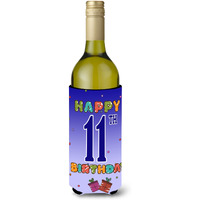 Happy 11th Birthday Wine Bottle Beverage Insulator Hugger CJ1102LITERK