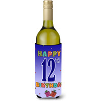 Happy 12th Birthday Wine Bottle Beverage Insulator Hugger CJ1103LITERK