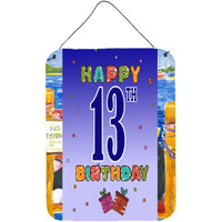 "Caroline's Treasures CJ1104DS1216 Happy 13th Birthday Wall or Door Hanging Prints, 16 x 12"", Multicolor"
